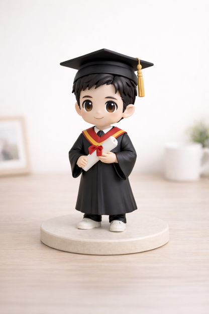 Second view of a custom graduation figurine from photos showing the same finished figurine