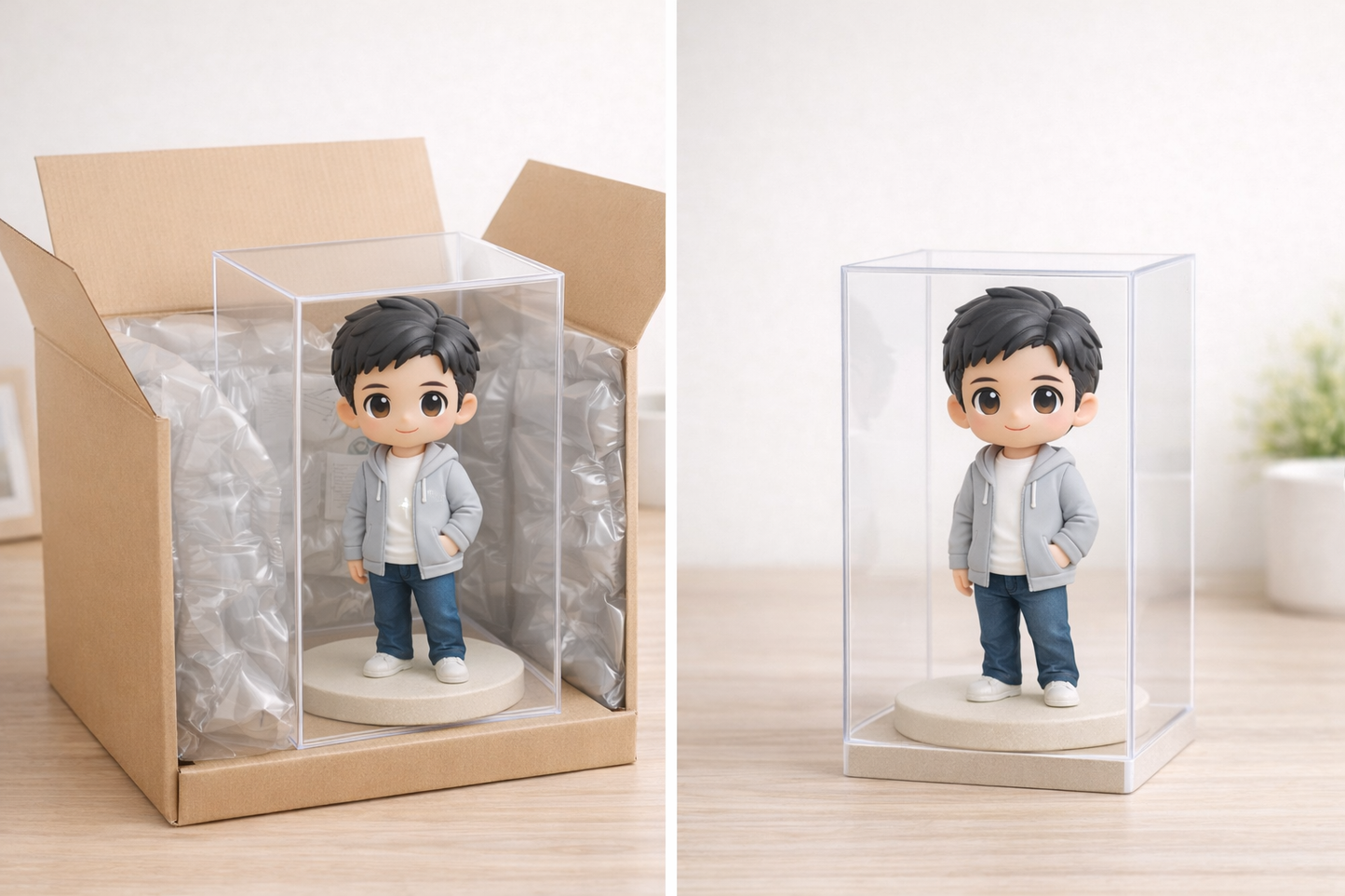 Custom single figurine from photos shown in premium gift packaging