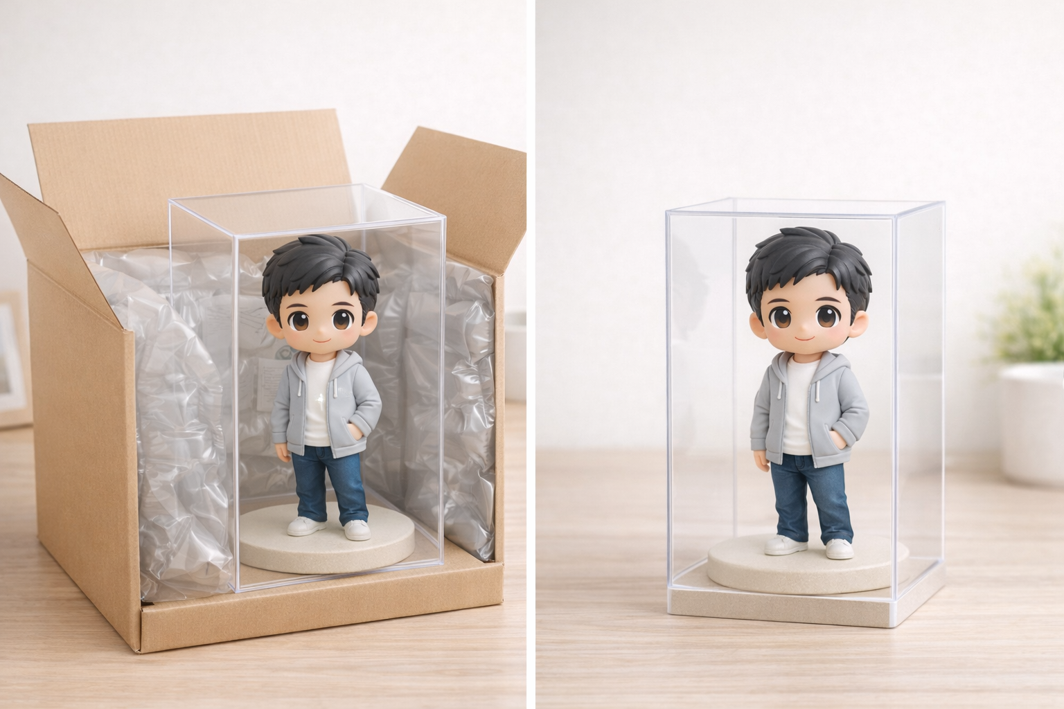 Custom single figurine from photos shown in premium gift packaging