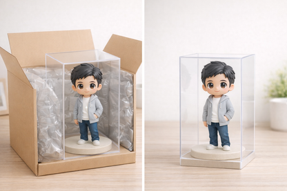 Custom single figurine from photos shown in premium gift packaging