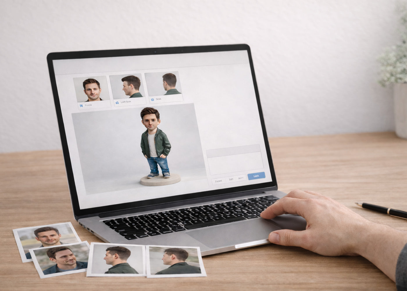Custom 3D figurine model preview created from uploaded reference photos