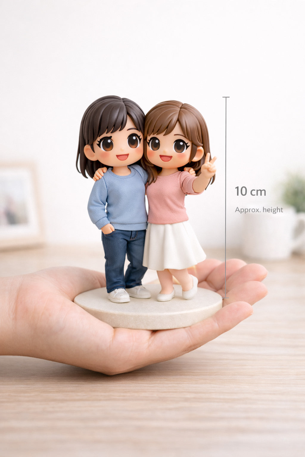 Custom best friends figurine from photos shown with size reference